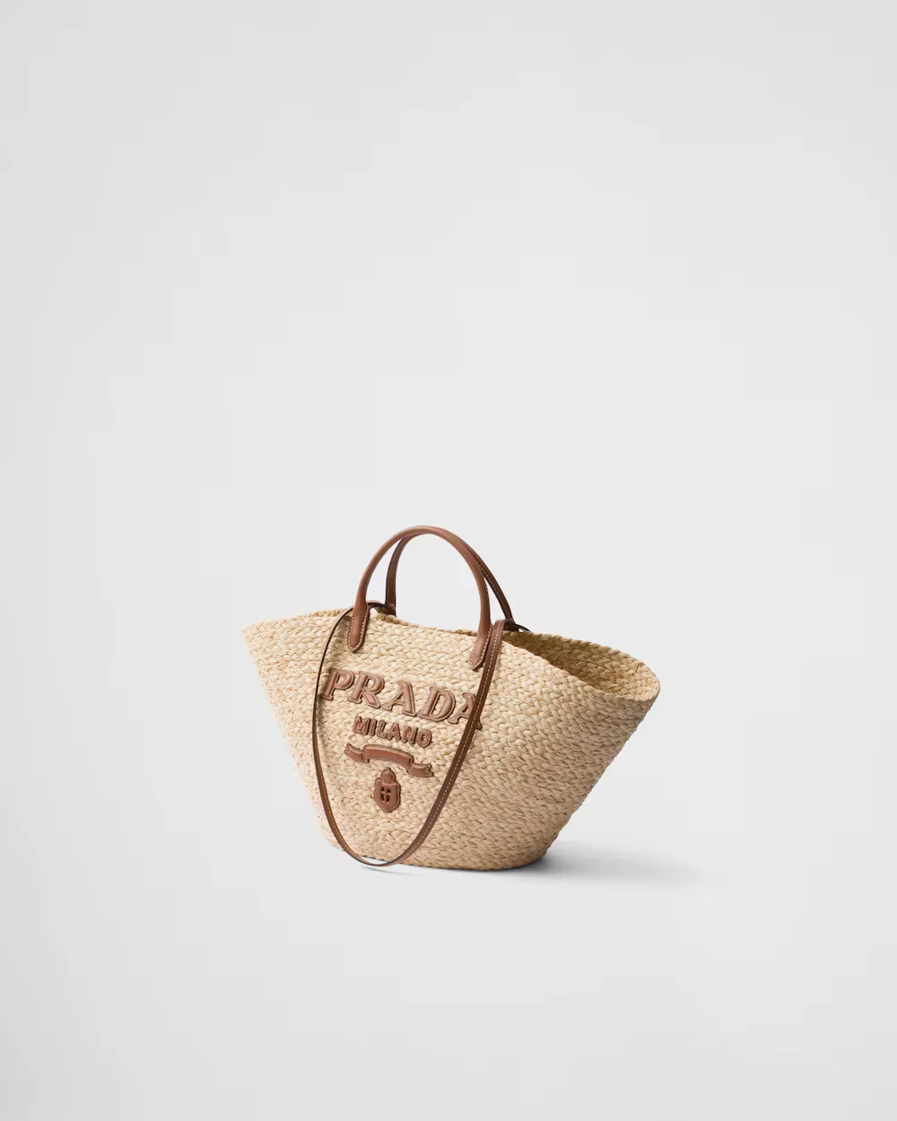 Large raffia and leather shopping bag - Image 3